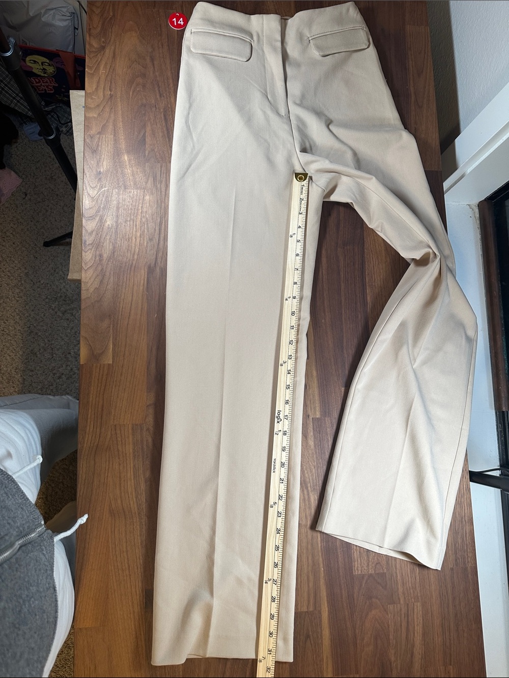 Zara Women’s Cream Beige Tailored Straight Leg Trousers Dress Pants
